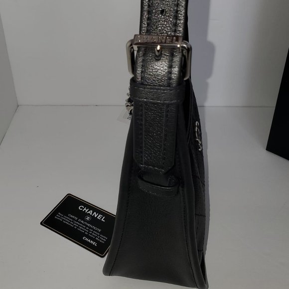 NWT New Chanel 2018 Black Metallic Quilted Leather Hobo Messenger Bag Authentic - Picture 4 of 11